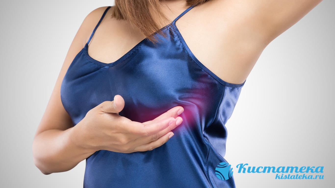 Боль в молочной железе усиливается и распространяется на всю область груди